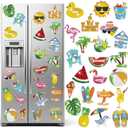 24 Pcs Summer Refrigerator Diamond Painting Magnets Sea Beach Diamond Painting Kits Tropical Hawaiian Art Magnet Stickers