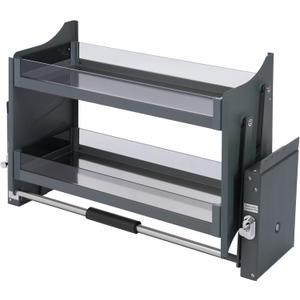 2 Tier Pull Down Cabinet Organizer, 30 Inch Pull-Down Shelf Cabinet Organizer Drop Down Sliding Shelf Lift Inner Space Saving Wall Mounted for Kitchen Upper Cabinet, Black (30Inch Pull Down Shelf)
