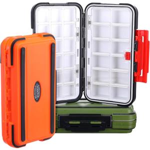 3 Pack Waterproof Fishing Tackle Box, Double-Sided with 19 Adjustable Dividers, Leakproof Bait Storage Case for Trout Ultralight Fishing & Travel (Green, Orange, Black)