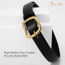 JASGOOD Women Leather Belt Ladies Casual Belt for Jeans Pants Fashion Women Waist Belt with Gold Buckle (Black)