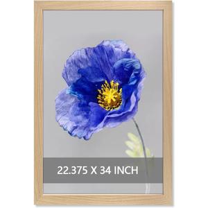 VNVNK 22.375x34 Frame Wood Color, Perfect for 22.375x34 Inch Poster without Mat, Horizontal or Vertical Wall Mounting, Home Decor Picture Frame-1 PC