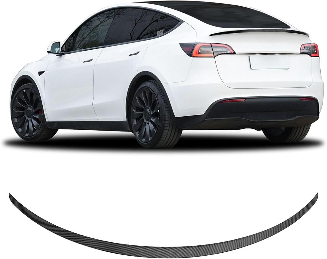 Fit for Tesla Model Y Spoiler Rear Wing 2020-2023 2024 Tesla Model Y Rear Trunk Lip, Sporty Appearance Tesla Model Y Accessories Trunk Spoiler, ABS Matte Carbon Fiber Pattern, Black