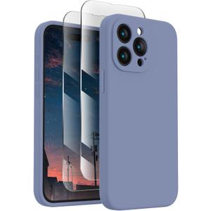 FireNova Designed for iPhone 15 Pro Max Case, Silicone Upgraded [Camera Protection] Phone Case, Soft Anti-Scratch Microfiber Lining Inside, 6.7 inch, Lavender Gray