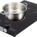 Electric Cooktop 2 Burner 2100W Double Induction Cooktop Hot Plate with Knob Control, 9 Power Levels and Timer, 110V Built-in/Countertop Stove for Kitchens, Restaurants Black