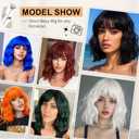 AGO Pink Wigs Short Wavy Hair Pastel Bob Wig with Bangs Shoulder Length Synthetic Hair for Women Girl Colorful Cosplay Wig Synthetic Heat Resistant Fiber for Daily Party Halloween Use(313#Pink)