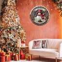 Christmas Wreath Wooden Merry Christmas Snowman Front Door Sign Xmas Holiday Outside Porch Decor with Retro Snow Scenery Design Winter Farmhouse Rustic Wooden Wreath Indoor Wall Hanging Decoration (Christmas Styl 13)