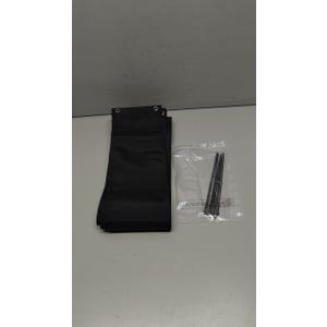 Soft Black Fabric Strip 6 Inch And 220 Inches Long. Both Ends Feature Two Metal Grommet Holes For Attachment. No Pockets, Stitching, Covering, Securing, Or Protective Fabric Panel.