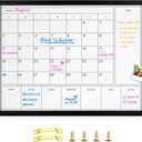 3-in-1 Dry Erase Calendar for Wall, Magnetic Monthly & Weekly Calendar Whiteboard, Dry Erase Board for Wall with Black Wood Frame, Hanging White Board Calendar for Decor/Memo(YL+ZL-BK,6080), Size: 31.5" X 23.6"