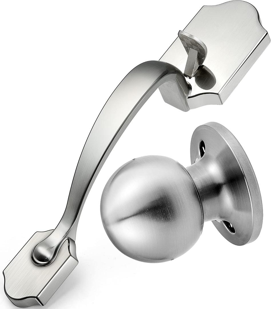 Front Door Handleset Entry Door Handle Set with Cove Knob for Right and Left Handed Sided Doors, Interior and Exterior Entrance Passage Lock, Satin Nickel
