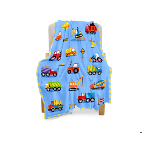 BOOPBEEP Construction Toddler Blanket for Boys Girls Lightweight Baby Kids Blanket Cute Soft Small Truck Car Blankets Comfy Fleece Flannel Plush Blue Throw Blankets Gifts 40x50
