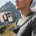 Magnetic Neck Mount for Phones,Neck Phone Holder for Recording,Hands Free POV/Vlog Cell Phone Holder for Phone Android GoPro DJI iPhone 16 15 14 13 12 Seires,Content Creator Phone Holder-Dark Gray