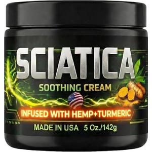 Sciatica Nerve Cream with Hemp Oil, Turmeric, Aloe & Lavender Sciatic Nerve Comfort Cream for Lower Back & Legs 5 oz Non-Greasy Formula for Men & Women Lab Tested, Made in USA