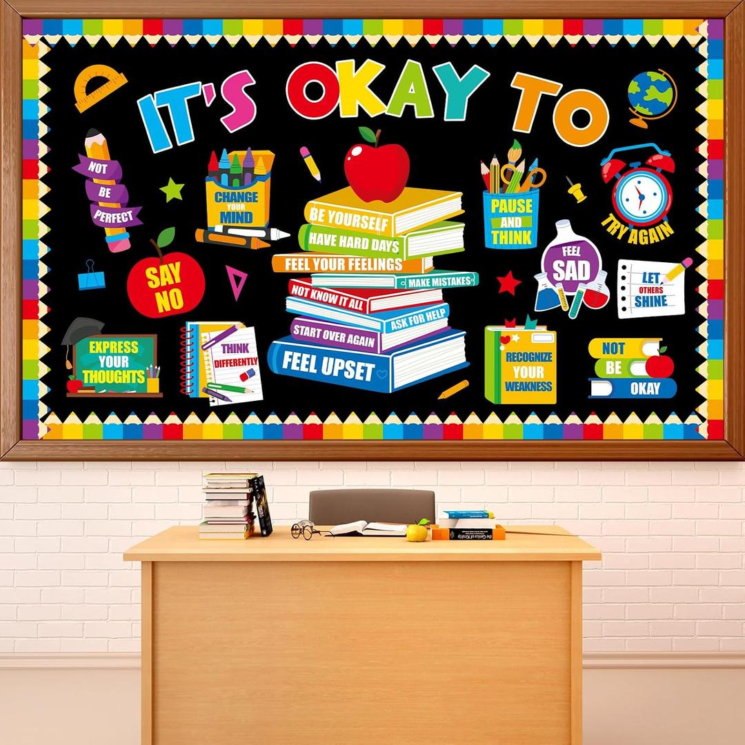 7 x Colorful It's Okay to Bulletin Board SETI nspirational Mental Health Classroom Decor Affirmation Station Bulletin Board Back to School Positive Book Paper Cutouts for Chalkboard Wall Decor
