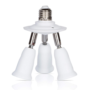 Simba Lighting E26 Light Bulb Socket Adapter Splitter to 3 Heads White Finish with Fully Adjustable Angles for Wide Coverage, Indoor and Outdoor Use for Ceiling Light or Lamp, Medium Screw Base