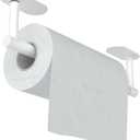 White Paper Towel Holder Under Cabinet, Self Adhesive or Wall Mounted SUS304 Stainless Steel Paper Towel Holder for Kitchen, Bathroom, Farmhouse, Barbecue and Laundry (White)