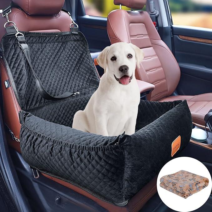 Pet Booster Seat for Medium Small Dogs - Multi-Function Dog Bed & Travel Bed, Comfortable & Safe, Removable & Washable, Fits Cars/Trucks/SUV, " x 20", Black