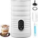 Milk Coffee Frother and Steamer,Temperature Display, 350lm, Burn-Free Base, Easy To Clean, 96% High Foam Rate,Ultra-Quiet Operation,Electric Cold Foam Maker Machine,Hot Chocolate Frother - Milky White