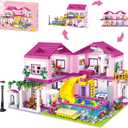 Pink Summer Pool Villa Building Block Set Friends Construction Educational Toy 1018 Pieces Gifts for Girls Teens Kids Adults Ages 6+