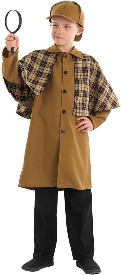 fun shack Victorian Detective Costume For Kids, Detective Cape, Kids Detective Outfit, Fun Detective Dress Up (Small)