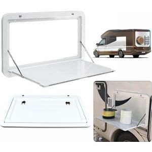 RV Table Wall Mounted, Rv Dinette Tables Campervan Outside Picnic Table 31.5 x 17.7 inchs Aluminum Alloy Folding Wall Table Lockable Wall Table Kit for Campervans and Motorhomes