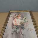 Vintage Gold Framed Flower Still Life Wall Art Retro Rose and Wildflower Wall Decor Pink Floral Print artwork Farmhouse Country Flower painting Picture for Gallery Kitchen Living Room Bedroom 16X24in