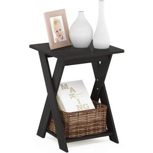 FURINNO Modern Simplistic End Table, 1-Pack Without Tray, Espresso