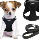 YIMEIS Dog Harness and Leash Set, No Pull Soft Mesh Pet Harness, Reflective Adjustable Puppy Vest for Small Dogs, Cats (S, Black) (Small (Pack of 1))