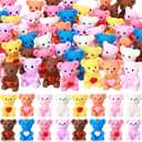 VioraWhite 80 Pcs Mini Resin Bear Figurines Bulk Miniature Animal Figures with Heart Tabletop Tiny Bear Ornaments for Gardens Mothers Day Birthday Cake Decor DIY Wedding Valentines Plant Decorations