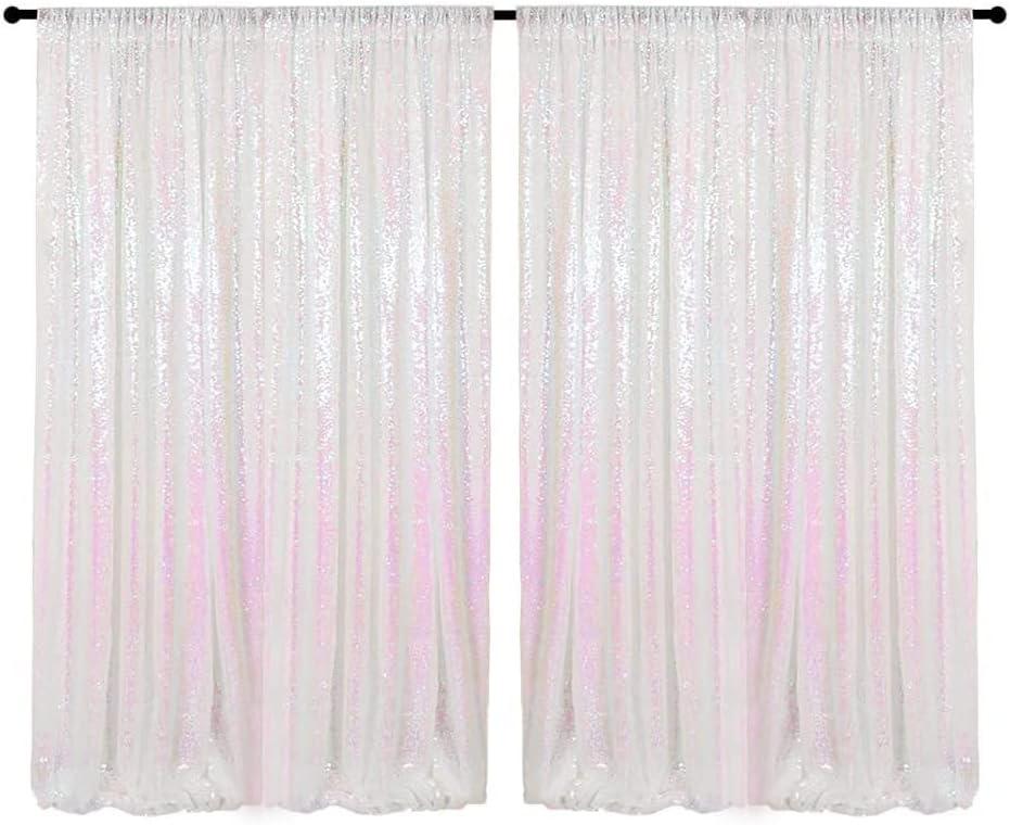 4FTx8FT Iridescent Sequin Backdrop Curtains 2 Panels Sparkly Background Drapes for Parties Baby Shower Decorations