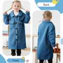 Long Coat for Girls Fleece Jackets 4-7 Years Knee-Length Lightweight Coats (Blue)