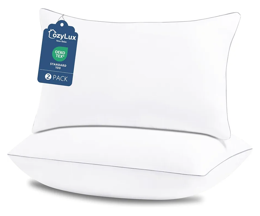 CozyLux Pillows Queen Size Set of 2, Hotel Quality Bed Pillows for Sleeping 2 Pack, Cooling Pillows for Side Back and Stomach Sleepers, Down Alternative Luxury Soft Supportive Fluffy Pillows (18x28)
