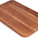 16"x 8" Large Wooden Serving Trays Decor Long Charcuterie Cheese Boards Acacia Wood Kitchen Dinner Platters Rectangular Snack Appetizer Plates for Food Dish Rectangle Party Cookie Dessert Tray