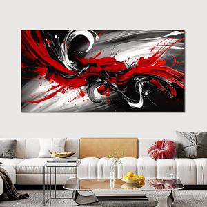 Black and White Red Large Canvas Wall Art for Living Room Framed Print Picture Painting Bedroom Office Wall Decor Modern Room Abstract Wall Decorations Artwork Size 30x60 Ready to Hang, 59"L x 29"W