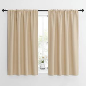 NICETOWN Blackout Room Darkening Curtains - Home Decoration Light & Noise Reducing Thermal Insulated Window Draperies with Rod Pocket Top (Biscotti Beige, Set of 2, 42 inches Wide x 54 inches Long)