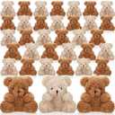 Chivao 36 Pcs Mini Stuffed Bears Bulk 4 Inch Small Plush Bear Gifts Soft Animal Toys for Graduation Birthday Wedding Party DIY Keychain Favors(Apricot, Brown)