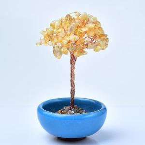 Citrine Healing Crystal Tree Natural Reiki Gemstone Tree Ceramic Base Copper Wire Tree Life Home Decor Spiritual Energy Meditation Gift for Women Men