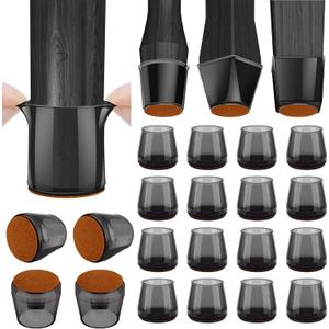 BALEINE 16 Pack Silicone Chair Leg Floor Protectors, Stool Leg Protectors Cap, Non-Slip Chair Leg Caps for Hardwood Floors (Black & Large, 16 Pack)
