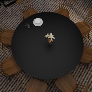 Round Table Cover - Can Be Used On Both Sides Waterproof and Easy to Clean Good Flatness Used for Dining Table(Black+Gray Dia.42Inch)