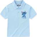 Disney Lilo & Stitch Boys Short Sleeve Polo Shirt for Big Kids (Blue)size 7
