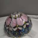 Tiffany Lamp Pink Stained Glass Table Lamp Bedside Reading Light W12H19 Inches (Pink Baroque Style)
