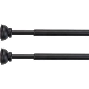 KXLife 2 Pack Spring Tension Curtain Rod, 1/2- inch Decorative Curtain Rods for Window, Caf Rod, Black, (22-36 Inch)