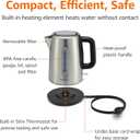 Amazon Basics Electric Stainless Steel Kettle for Tea and Coffee, BPA-Free, Fast Boiling, Auto Shut-Off, Boil-Dry Protection, 1.7 Liter, 1500W, Black and Silver