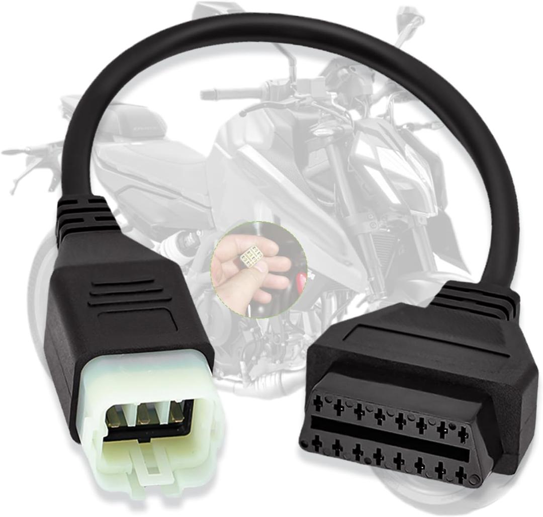 OBD2 Adapter Fit for KTM 6 Pin to 16Pin Motorcycle Diagnostic Cable,Fit for KTM Duke 125/200/690/990LC8/1190 RC8 Motorbike ECU Programming,Work with ELM327 Obdii Code Reader/Scanner