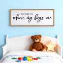 Home is Where My Boys are Sign Framed Wall Art, 32''12'' Rustic Horizontal My Son Plaque with Natural Frame for Baby Kid Boy Son Teen Toddlers Room, Horizontal Mom of Boys Gifts Nursery Decor