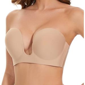 Women’s Backless Plunge Bra Strapless Sticky Push Up Adhesive Invisible Bras  80E