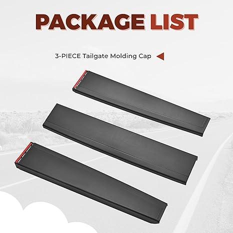 ECOTRIC Tailgate Molding Cap Cover Trim Compatible with 2014-2019 Chevy Chevrolet Silverado GMC Sierra 1500 2500HD 3500HD Replacement for 22763062 GM1904110 Top Protector Molding (3Pcs)