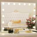 Hollywood Vanity Mirror, 15 Led Bulbs3 Color LightsBeautiful Make Up Lighted Mirror, Aluminum Metal Frame23" x 18" (White)