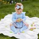 Newborn Baby Girl My 1st Easter Outfit Bunny Romper Bloomers Tutu Skirt Socks Headband Set First Easter Outfit, 0-3 Months