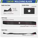 GICOOL 532134149 422719 Mower Blades for Craftsman 42 inch Deck Mower, Fits Craftsman Riding Mower LT1000 LT2000 with 5-Point Star Hole, Replace 134149 424752