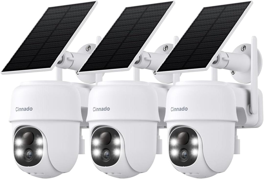 2K Cameras for Home Security-2.4G WiFi Outdoor Camera Wireless Solar/Battery Powered, 360 Viewing, Human Detection, Color Night Vision, Cloud/SD Storage B6 (B6-White-3pack-2.4G)